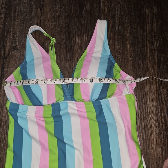 Torrid Wireless Triangle One Piece Swimsuit Palm Spring Stripe Sz M(0) ,Resort - Picture 7 of 11